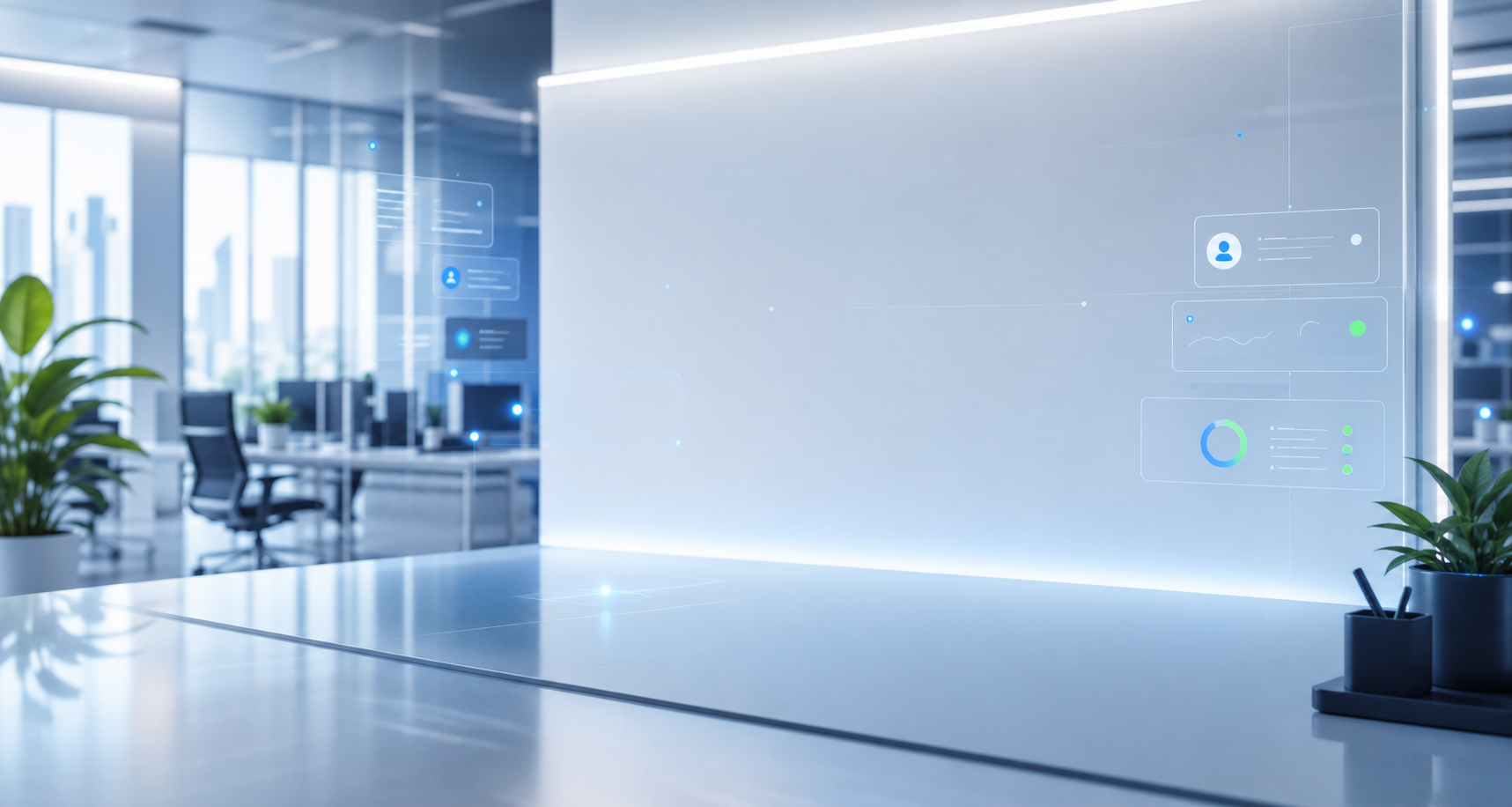 Modern call center business workspace